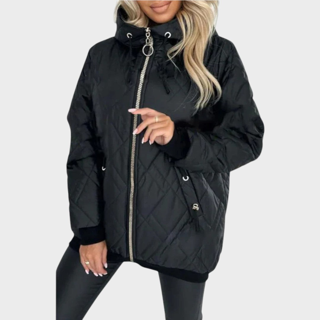 Marilyn | Warm Quilted Hooded Jacket – Full Zip, Longer Relaxed Fit
