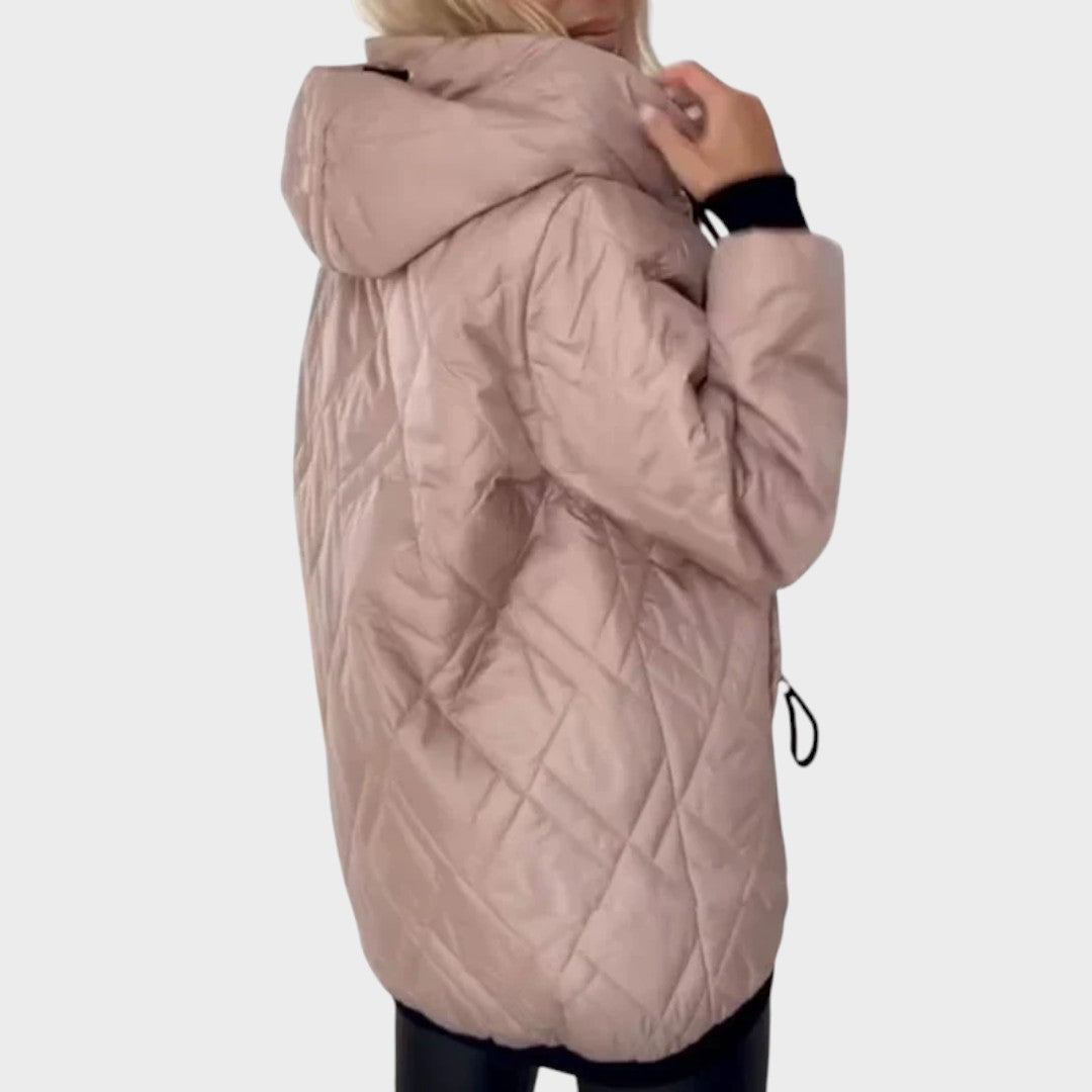Marilyn | Warm Quilted Hooded Jacket – Full Zip, Longer Relaxed Fit