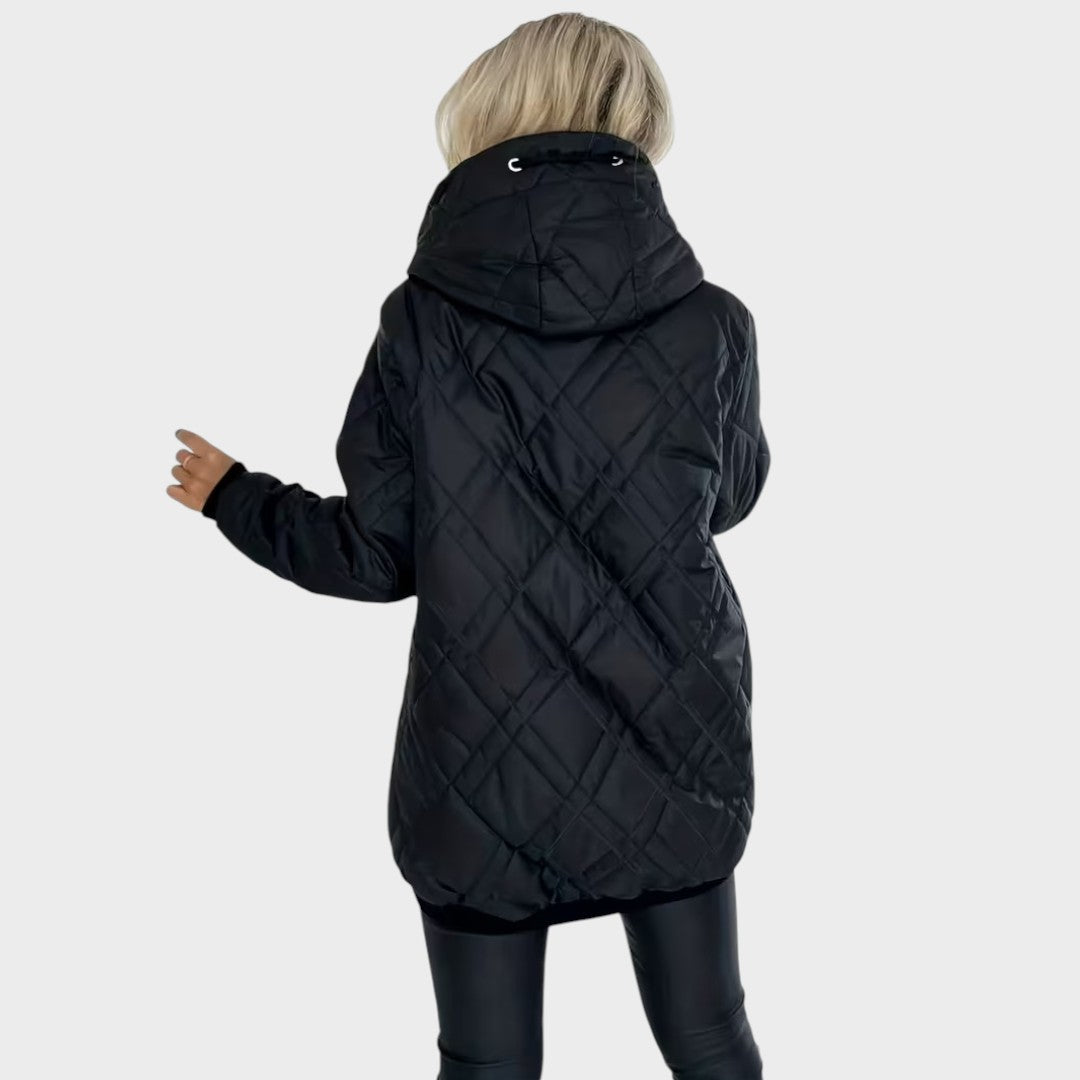 Marilyn | Warm Quilted Hooded Jacket – Full Zip, Longer Relaxed Fit
