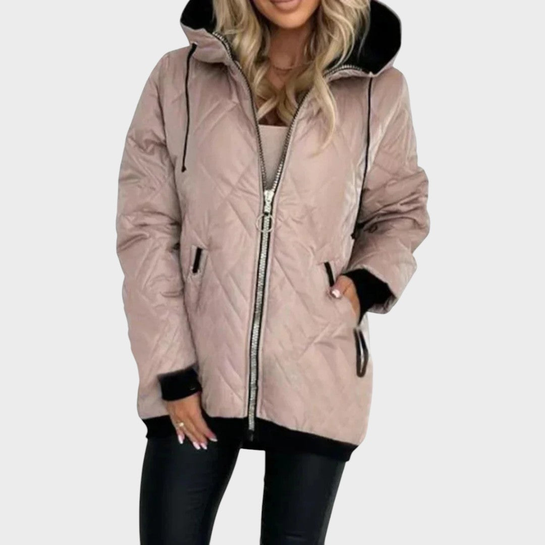 Marilyn | Warm Quilted Hooded Jacket – Full Zip, Longer Relaxed Fit