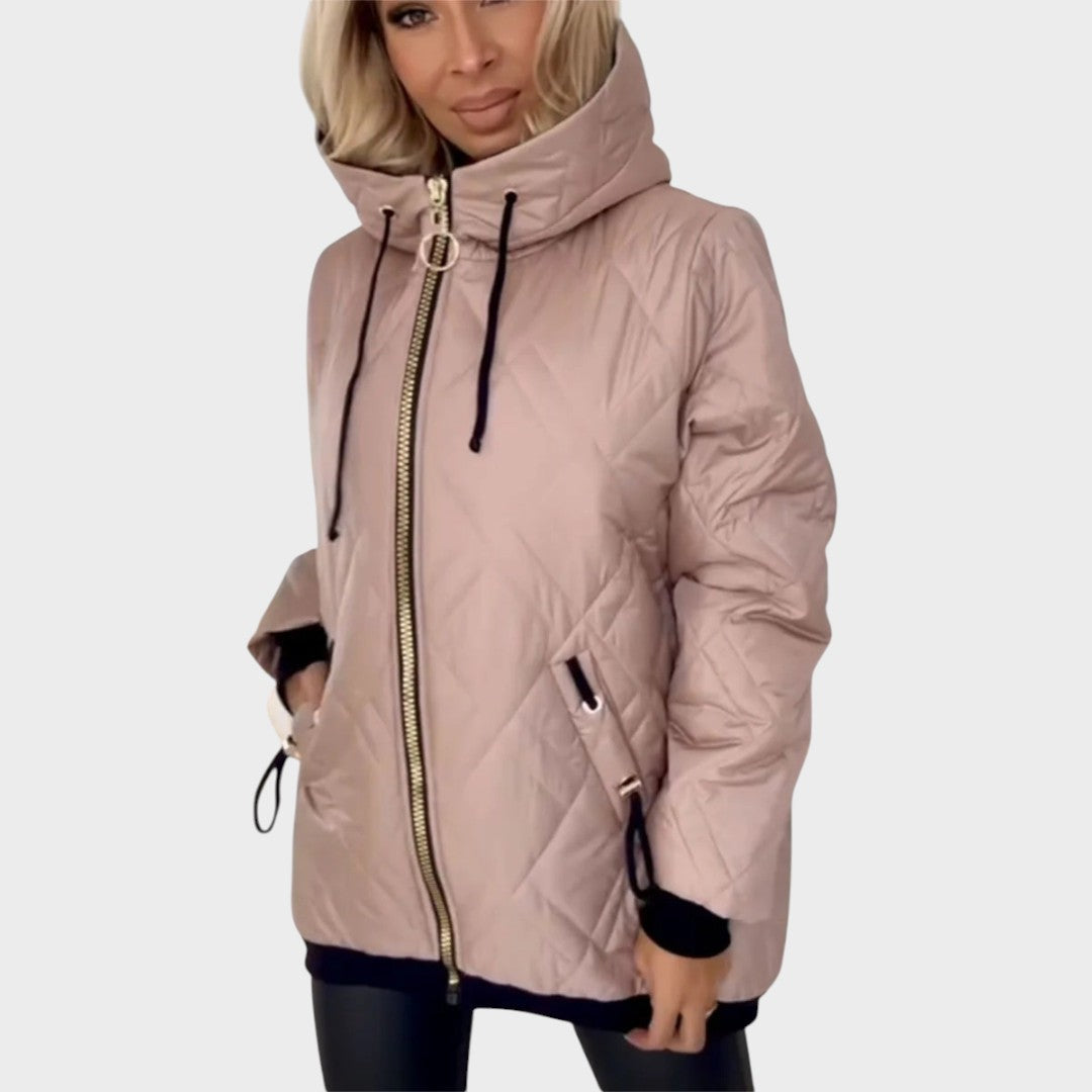 Marilyn | Warm Quilted Hooded Jacket – Full Zip, Longer Relaxed Fit