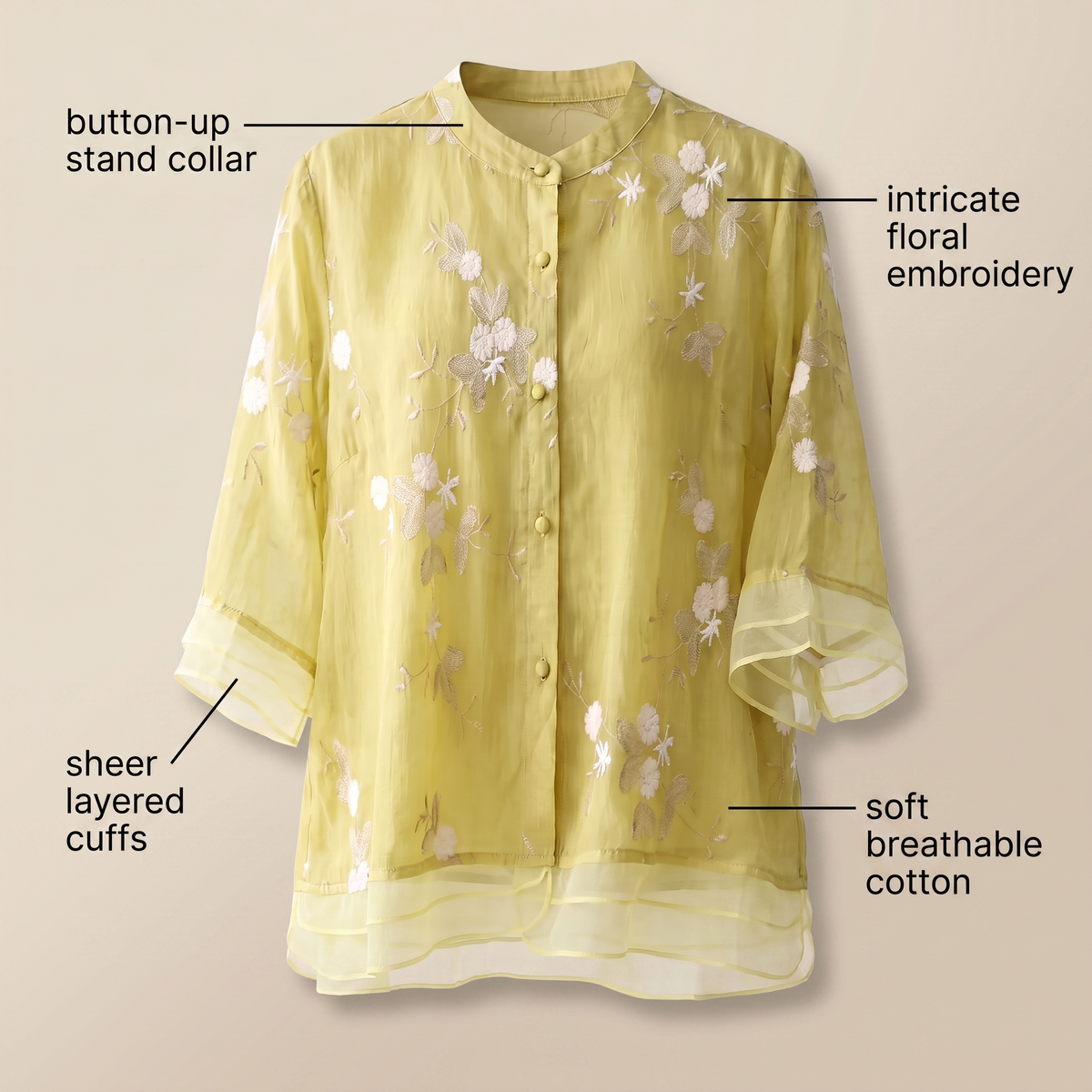 Emily | Soft Cotton Top with Embroidered Flowers – Relaxed, Breathable Fit