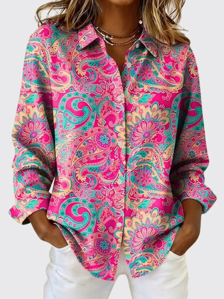 Joanna | Relaxed Paisley Print Blouse – Button-Up, Classic Collar