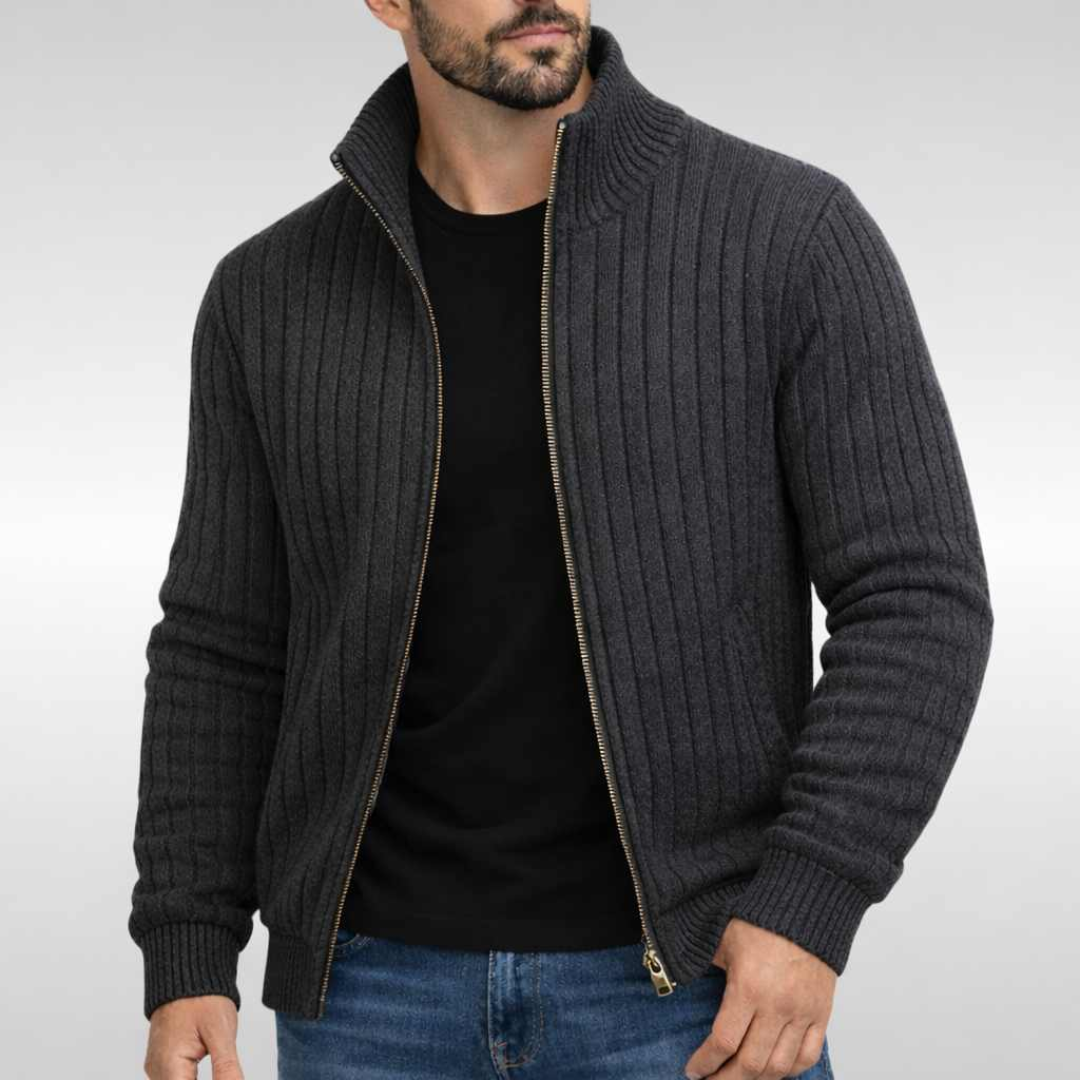 Thristan | Cardigan for Men with Full Zip and High Collar