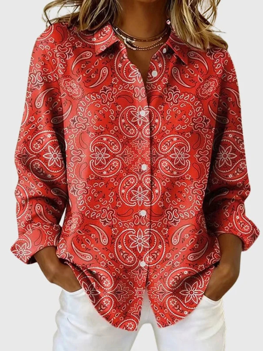 Joanna | Relaxed Paisley Print Blouse – Button-Up, Classic Collar