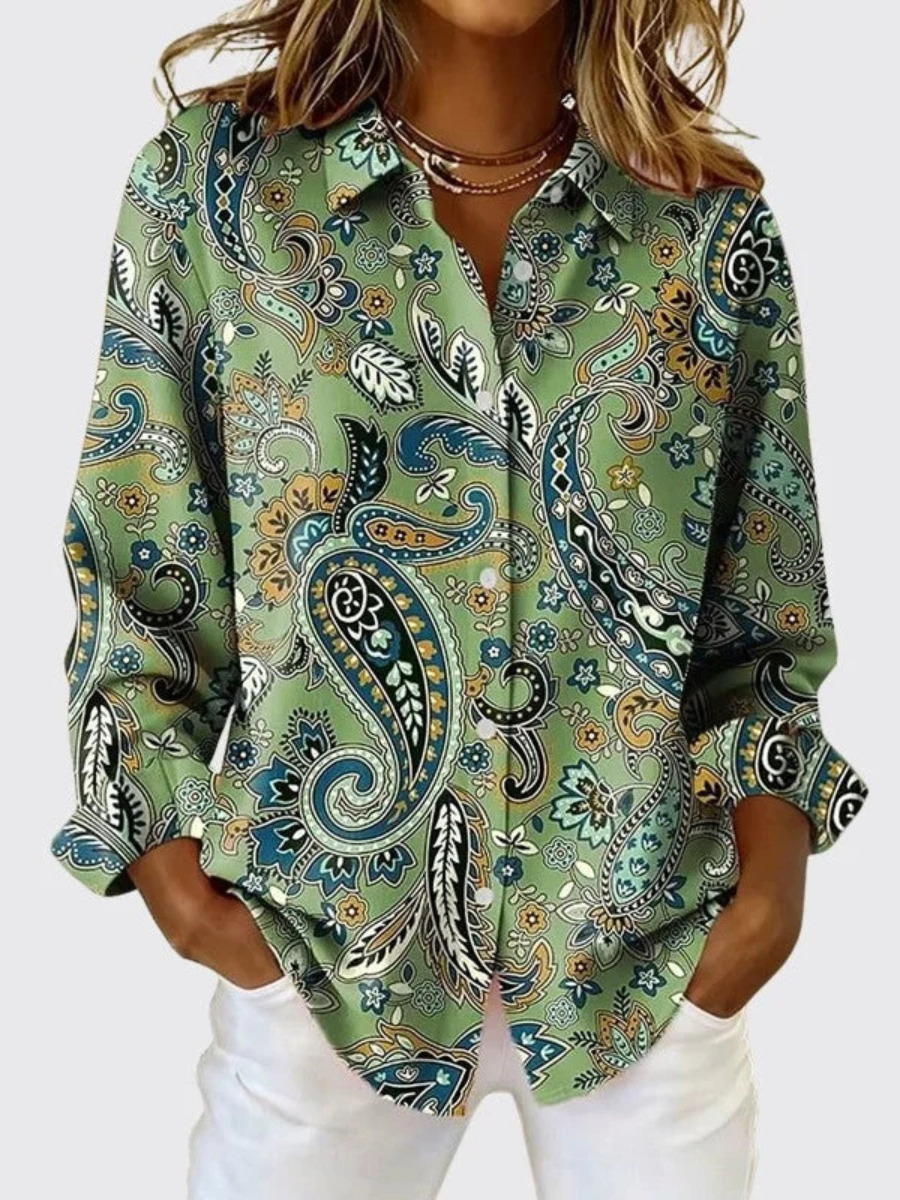 Joanna | Relaxed Paisley Print Blouse – Button-Up, Classic Collar