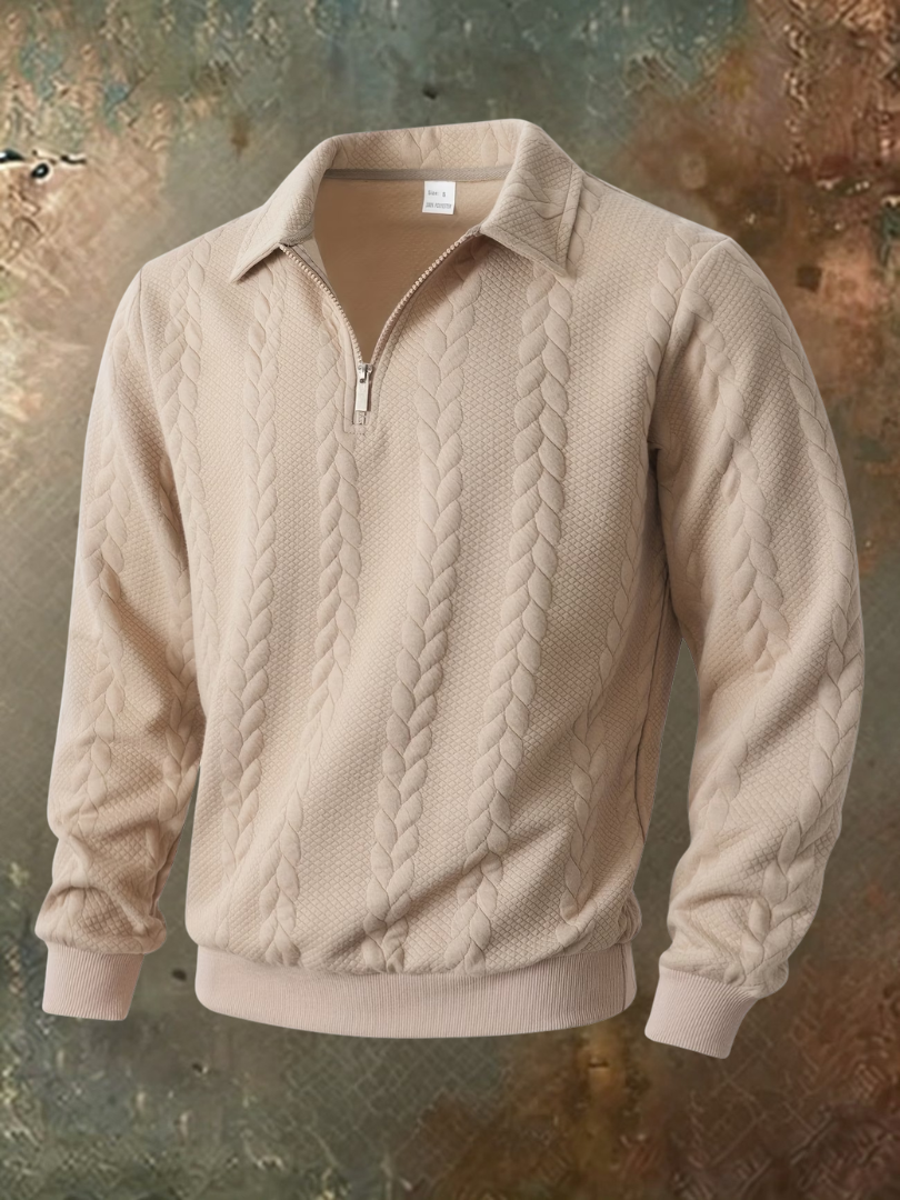 JULIAN | Cable knit half-zip sweater