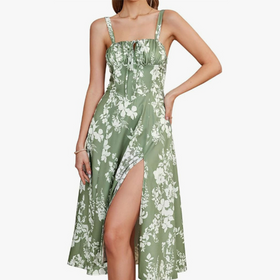 Green background with white flowers