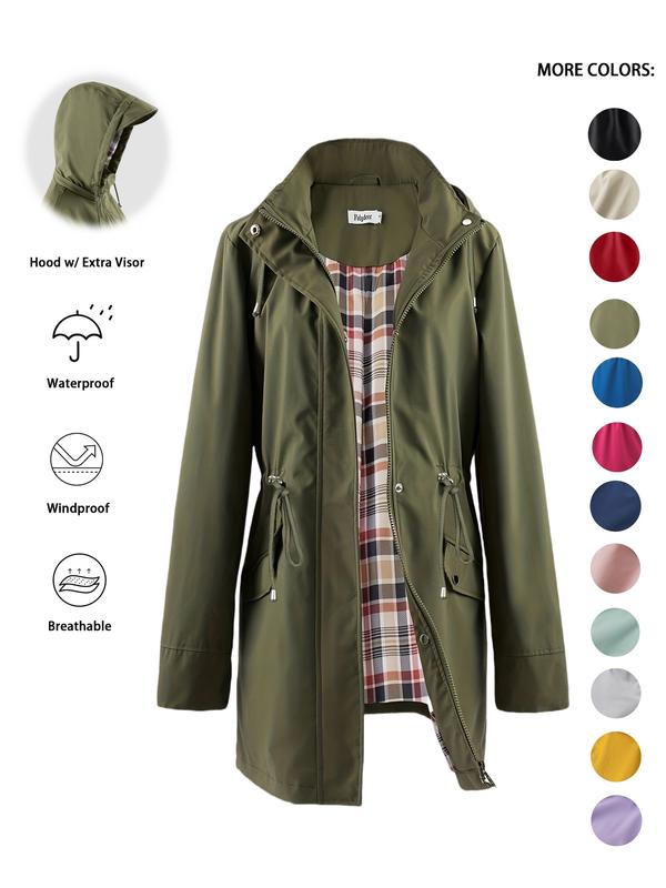 Imogen | Lightweight Rain Jacket – Water-Resistant, Cinched Waist, Detachable Hood