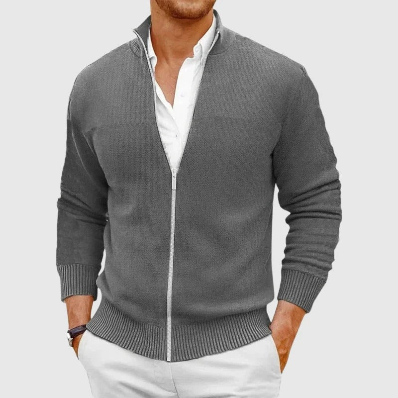 Archie | Zip Up Cardigan with Stand Collar