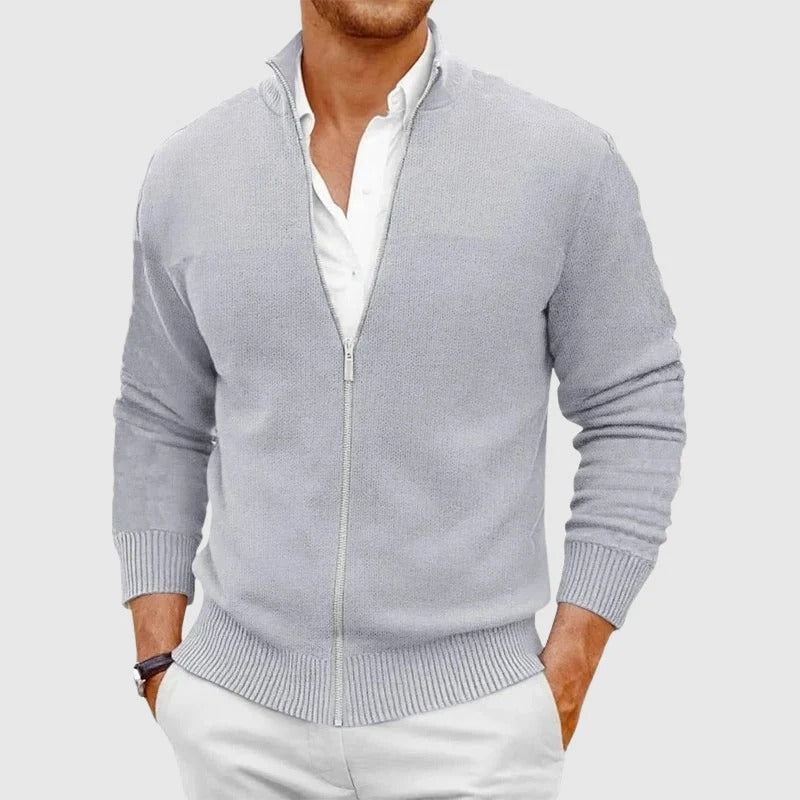 Archie | Zip Up Cardigan with Stand Collar