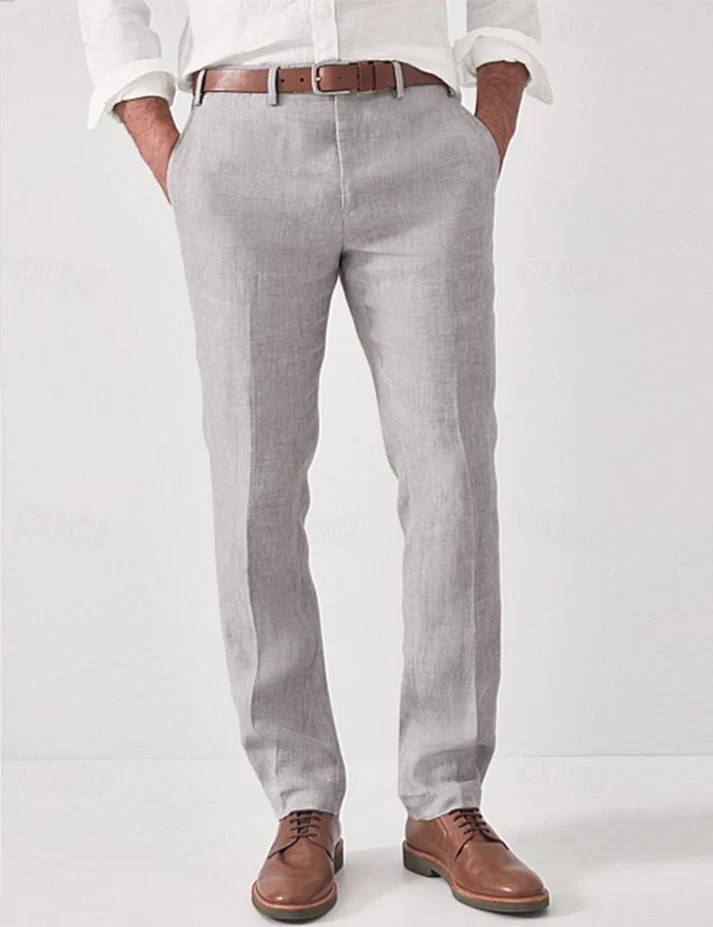 Ronie | Smart Casual Trousers with Straight Fit and Zip Fly