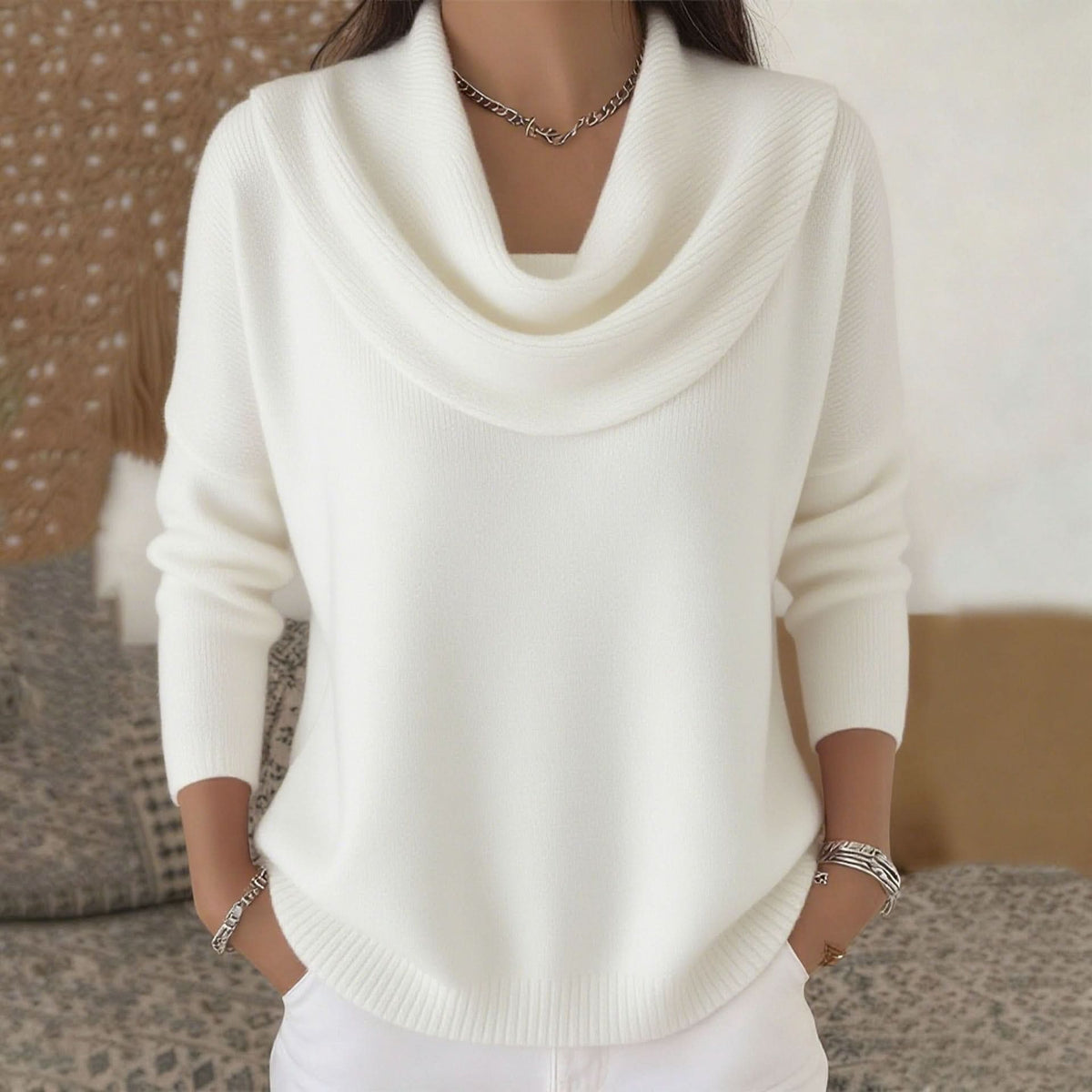 Aveline | Soft Collared Cotton Jumper – Relaxed Fit, Warm Not Heavy