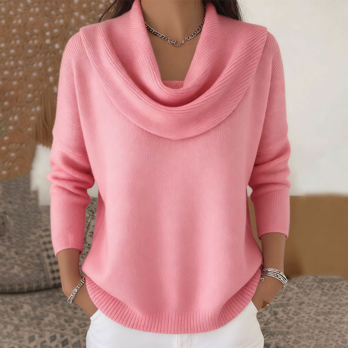 Aveline | Soft Collared Cotton Jumper – Relaxed Fit, Warm Not Heavy