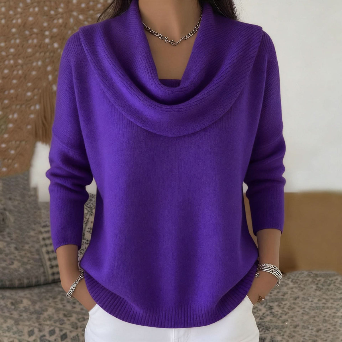 Aveline | Soft Collared Cotton Jumper – Relaxed Fit, Warm Not Heavy