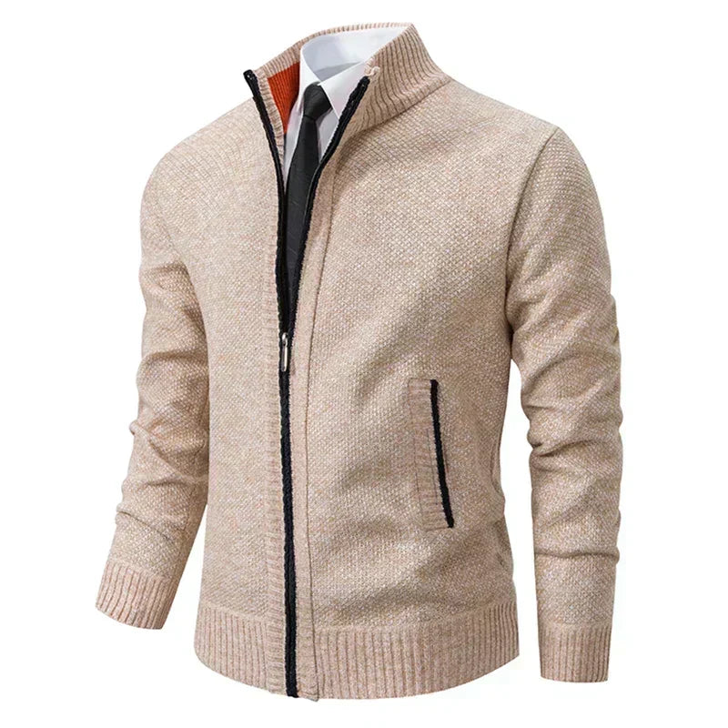 Rikard | Zip Cardigan with Mock Collar and Ribbed Hem
