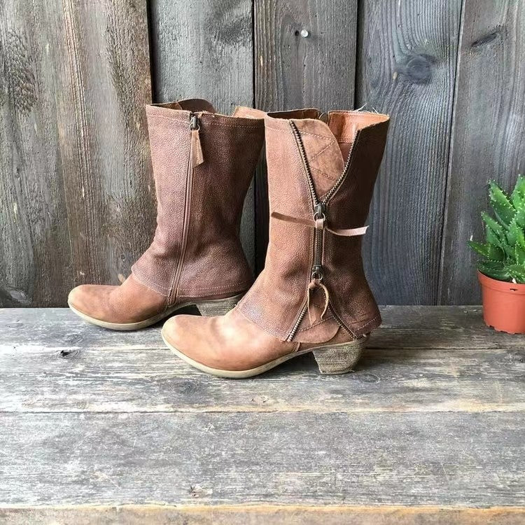 Giana | Warm Western Cowgirl Boots – Plush Lined, Comfort Mid-Heel