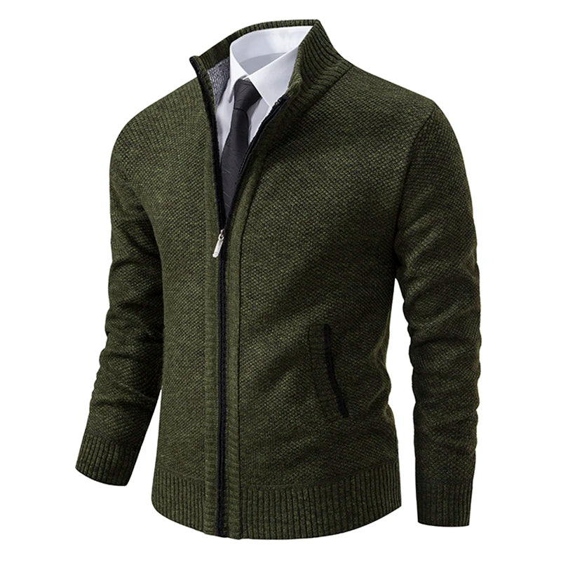 Rikard | Zip Cardigan with Mock Collar and Ribbed Hem