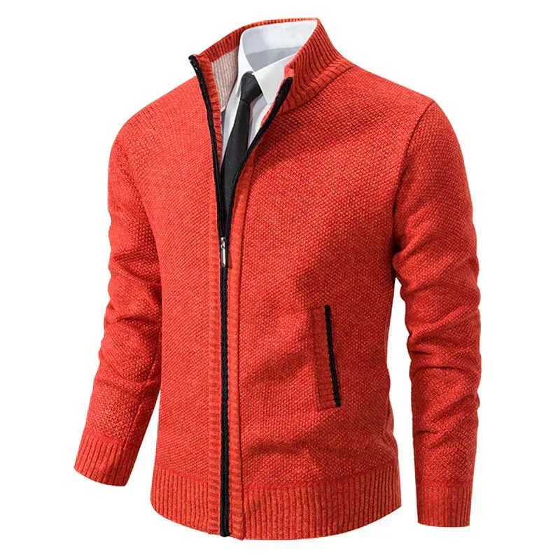 Rikard | Zip Cardigan with Mock Collar and Ribbed Hem