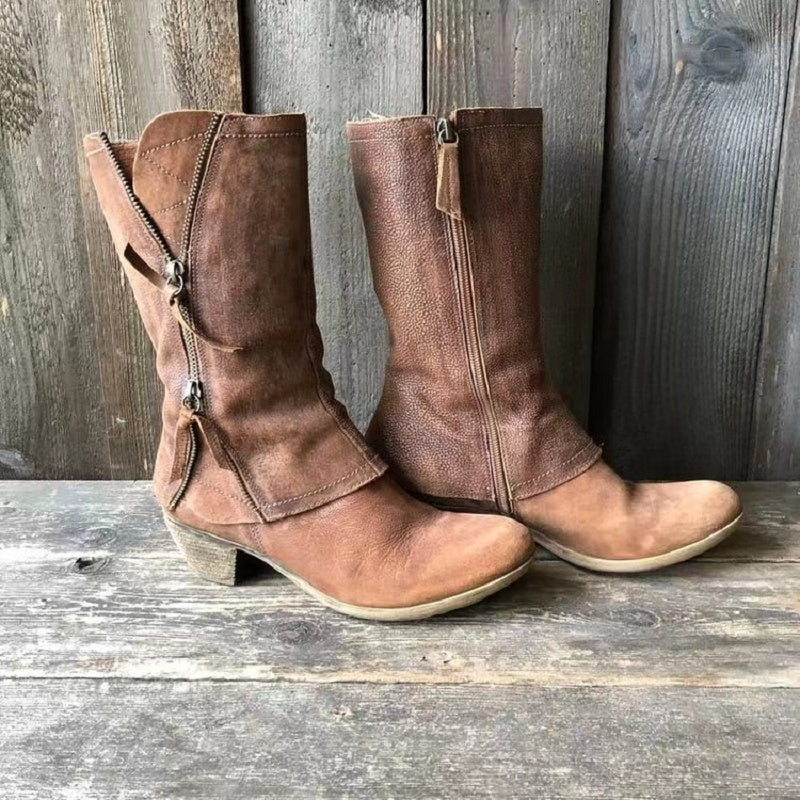Giana | Warm Western Cowgirl Boots – Plush Lined, Comfort Mid-Heel