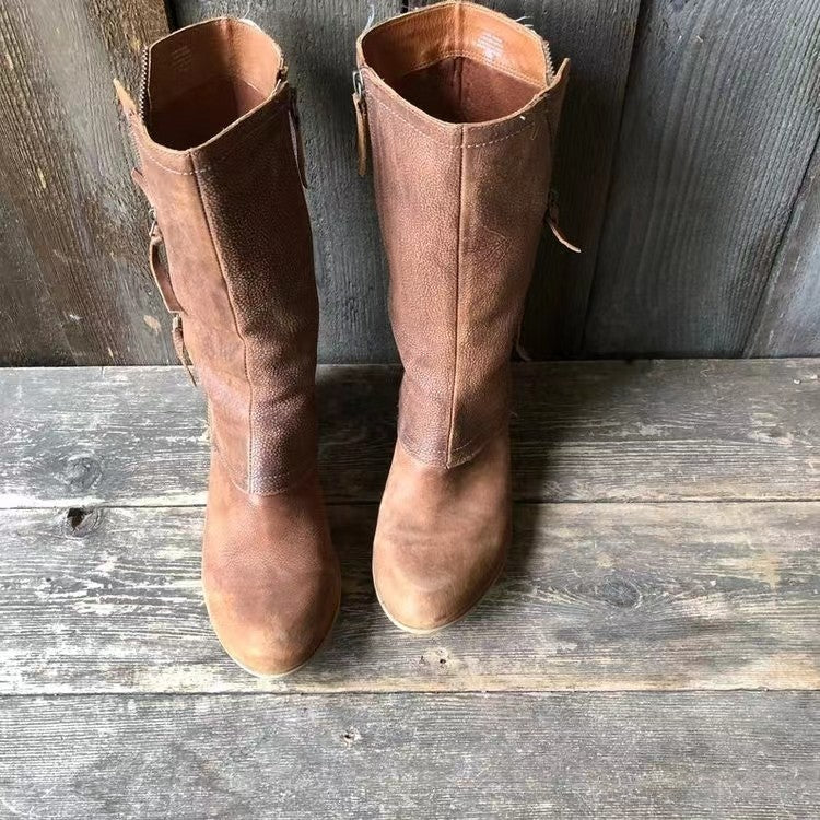 Giana | Warm Western Cowgirl Boots – Plush Lined, Comfort Mid-Heel