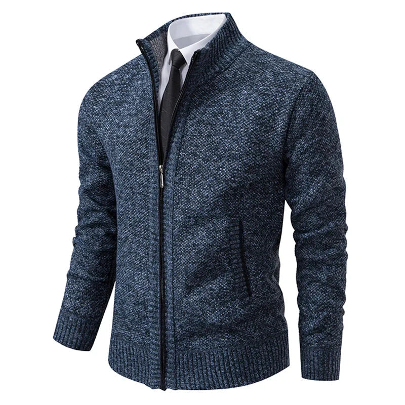 Rikard | Zip Cardigan with Mock Collar and Ribbed Hem