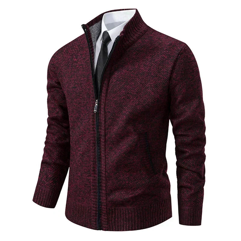 Rikard | Zip Cardigan with Mock Collar and Ribbed Hem