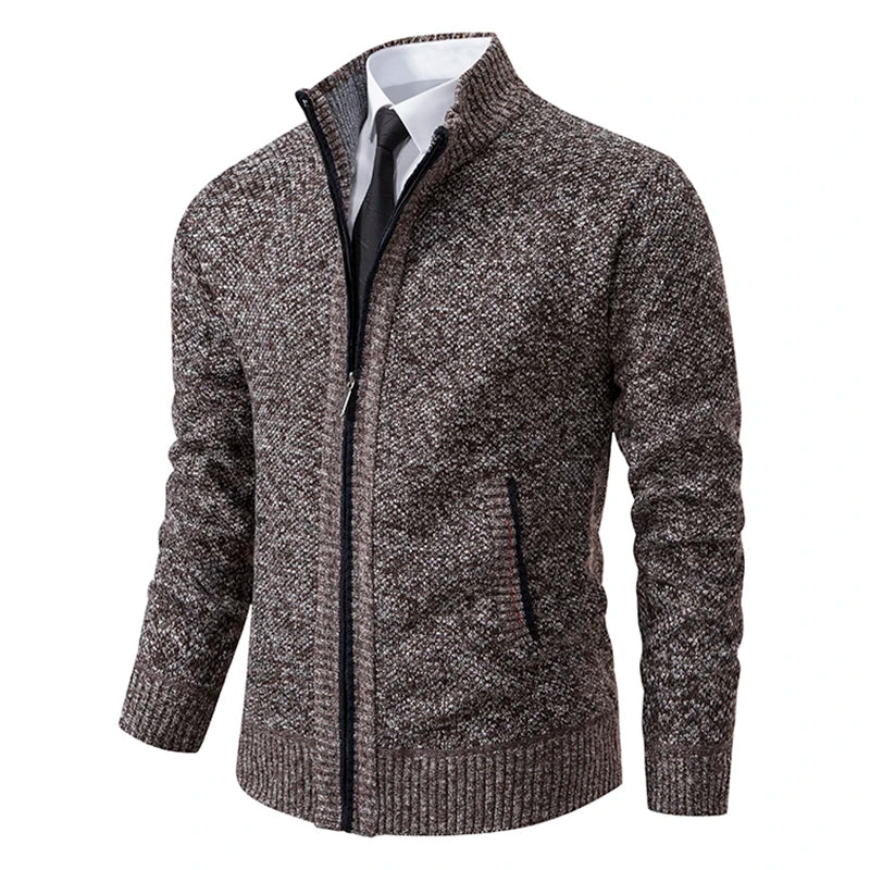 Rikard | Zip Cardigan with Mock Collar and Ribbed Hem