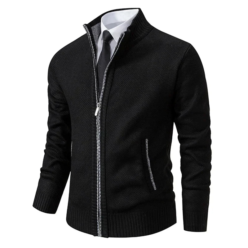 Rikard | Zip Cardigan with Mock Collar and Ribbed Hem