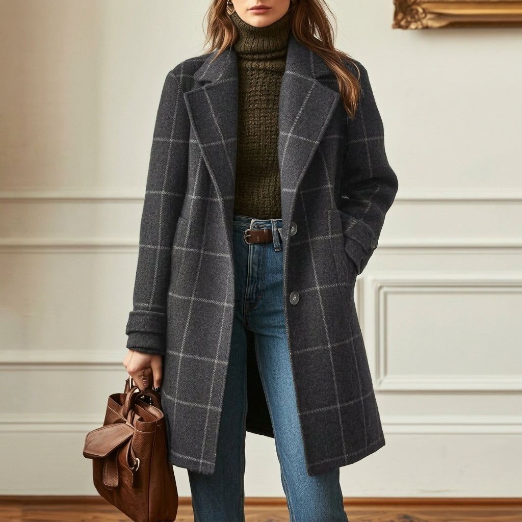 Eleanor | Tailored Notched-Lapel Coat – Fully Lined, Flattering Flared Hem, Button Front