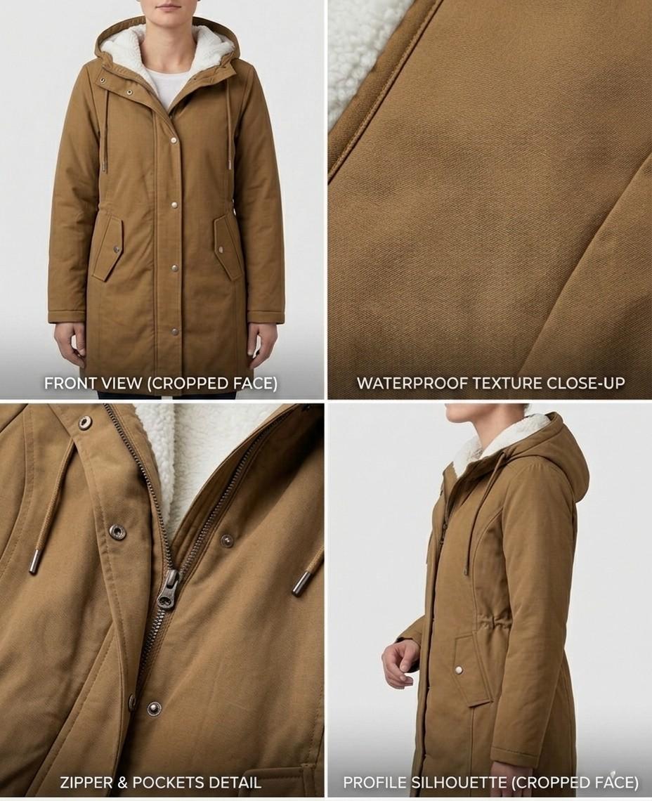 Marjorie | Warm Hooded Longline Coat – Water-Resistant, Sherpa Lined