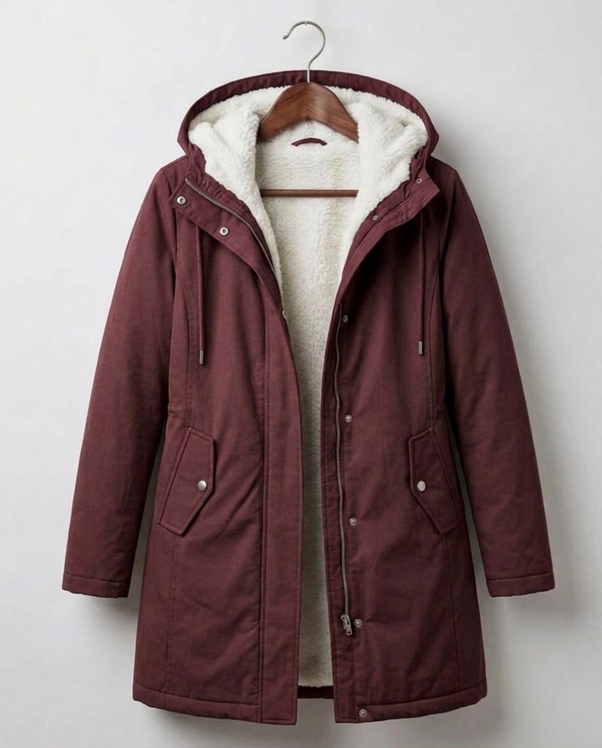 Marjorie | Warm Hooded Longline Coat – Water-Resistant, Sherpa Lined