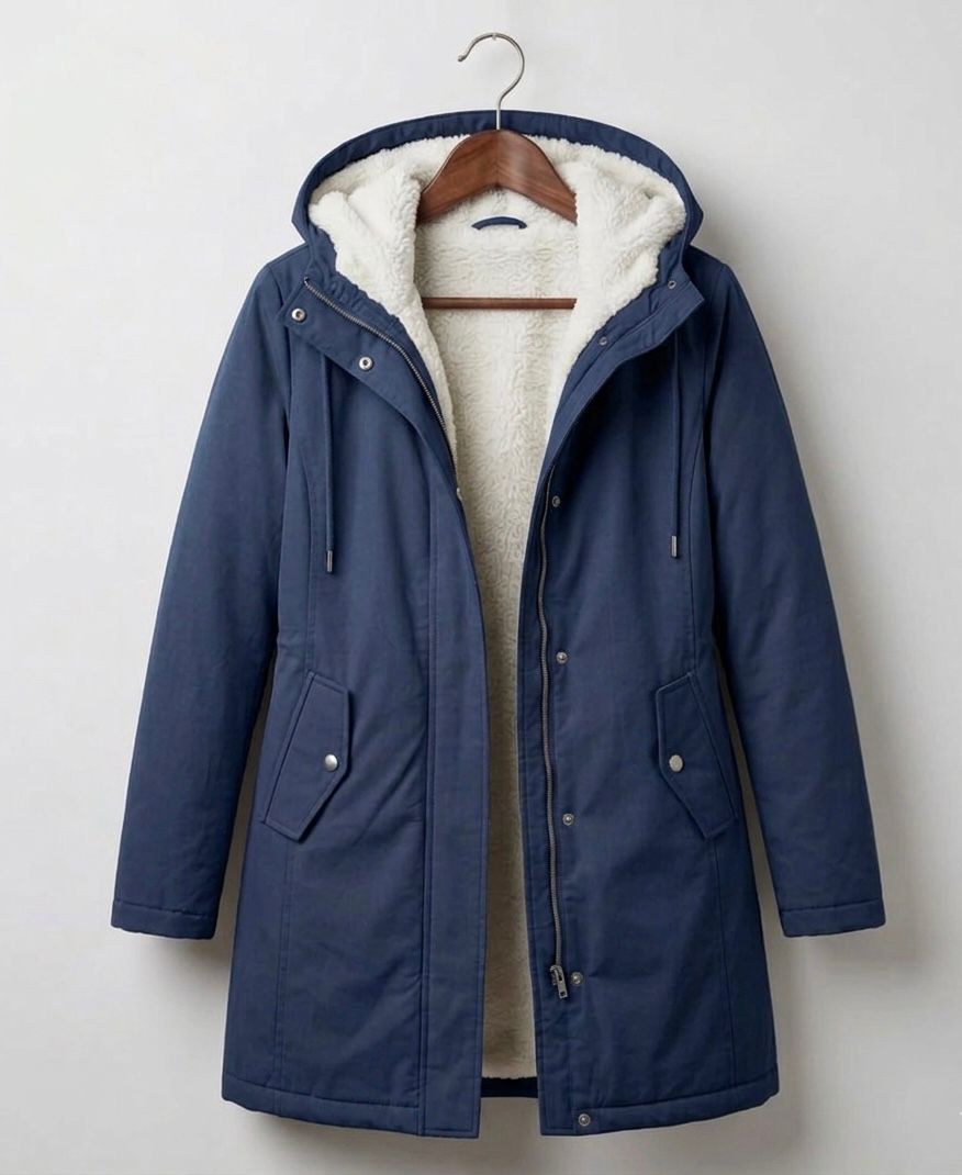 Marjorie | Warm Hooded Longline Coat – Water-Resistant, Sherpa Lined