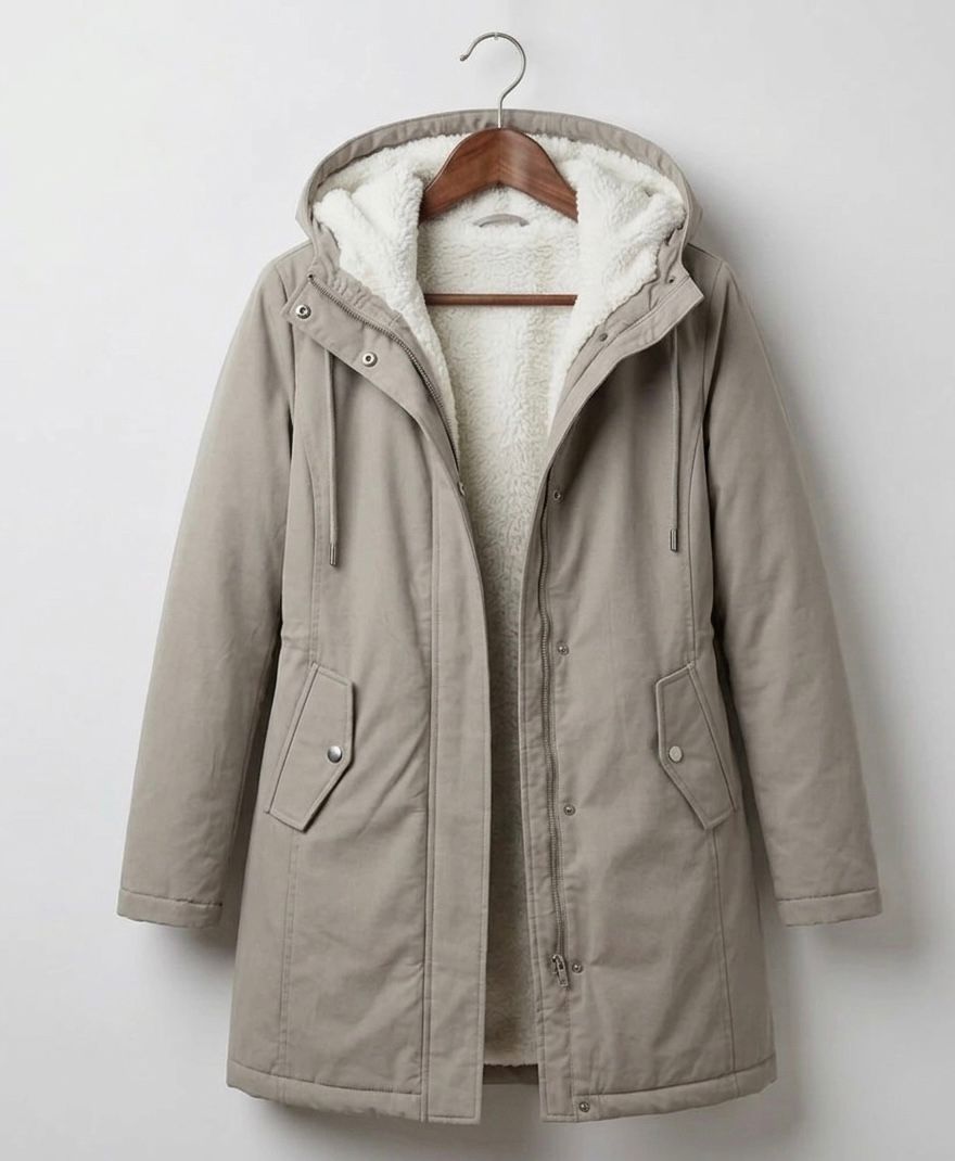 Marjorie | Warm Hooded Longline Coat – Water-Resistant, Sherpa Lined