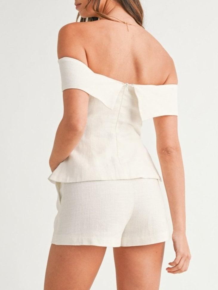 White Cotton and Linen Two-piece Suit