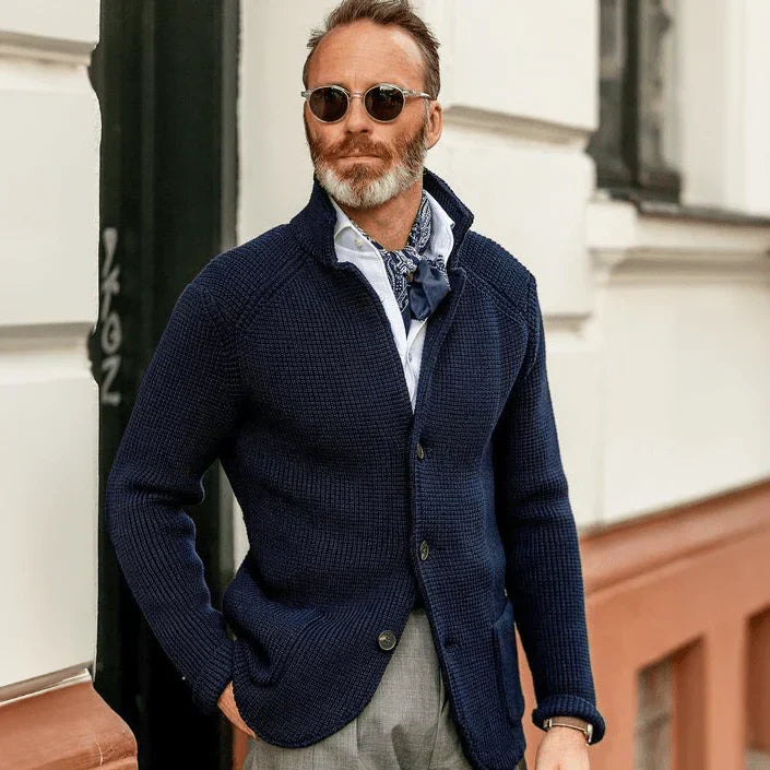 Aldric | Cardigan for Men with V-Neck and Hook Fastening