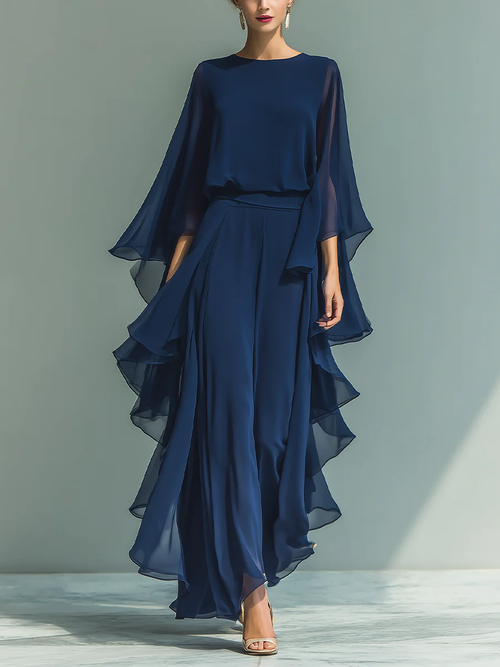 Aurora | Elegant chiffon outfit with ruffles