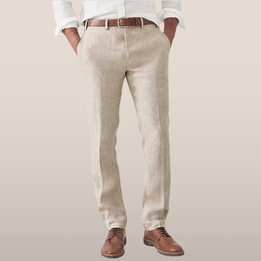 Ronie | Smart Casual Trousers with Straight Fit and Zip Fly