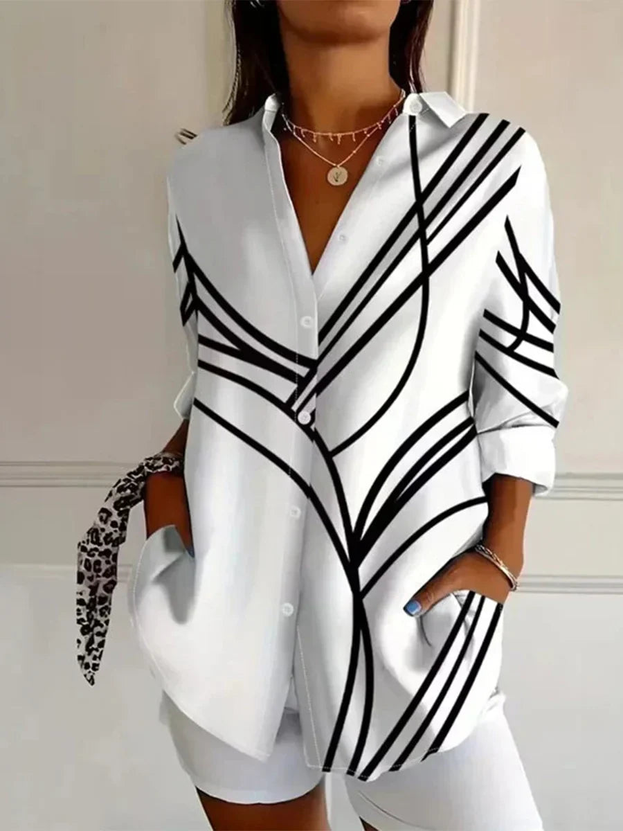 Margot | Striped Lapel Blouse