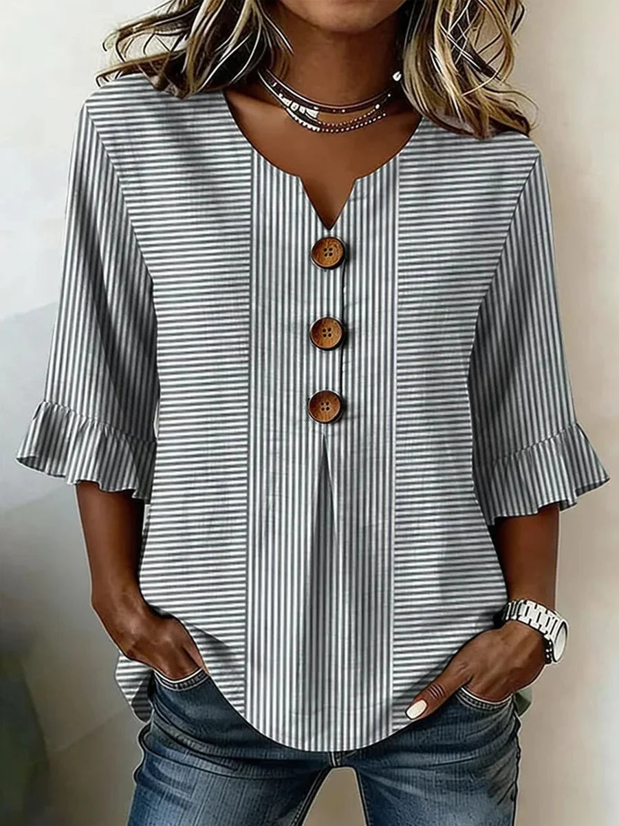 Edith | Striped V-Neck Blouse