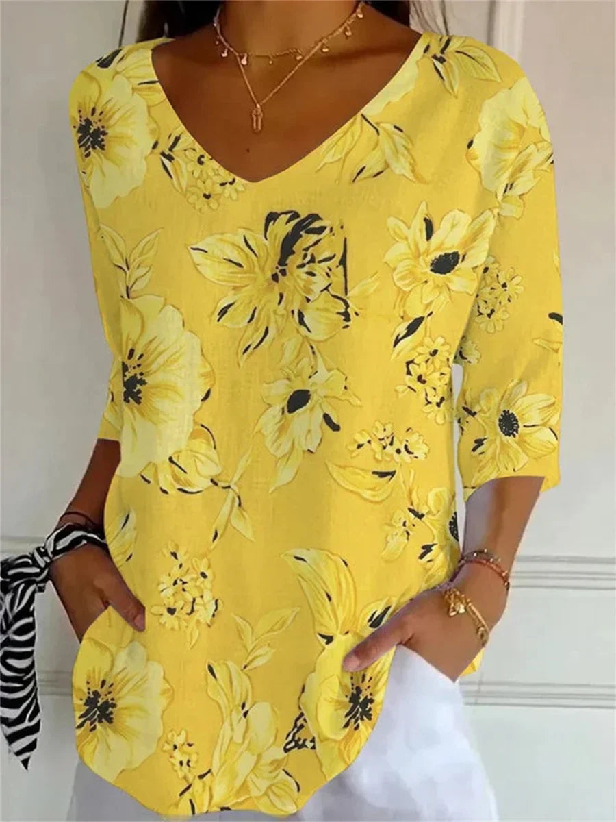 Nora | Floral Print V-Neck Top