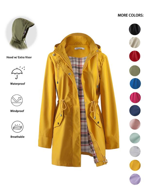 Imogen | Lightweight Rain Jacket – Water-Resistant, Cinched Waist, Detachable Hood