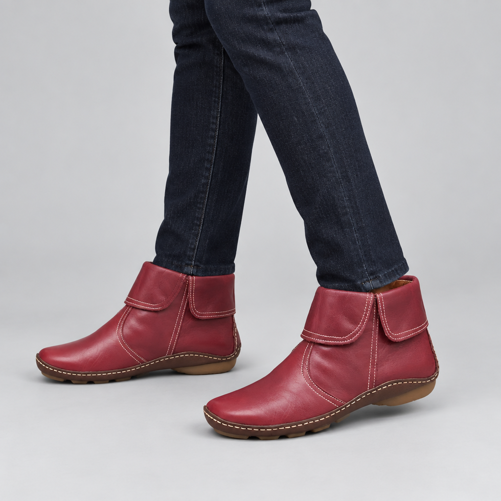 Woman wearing the Fallon comfortable water-resistant boots with anti-slip sole