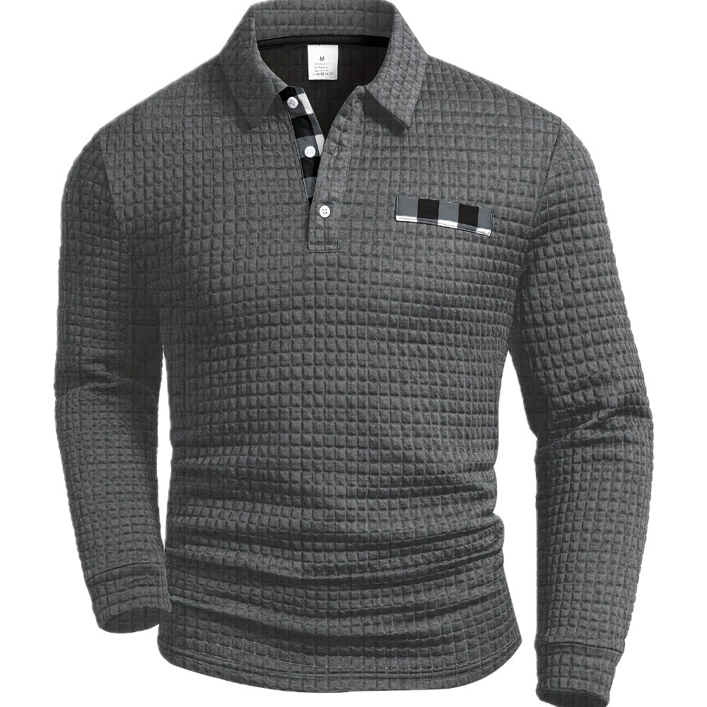 James | Textured Long-Sleeve Polo Shirt