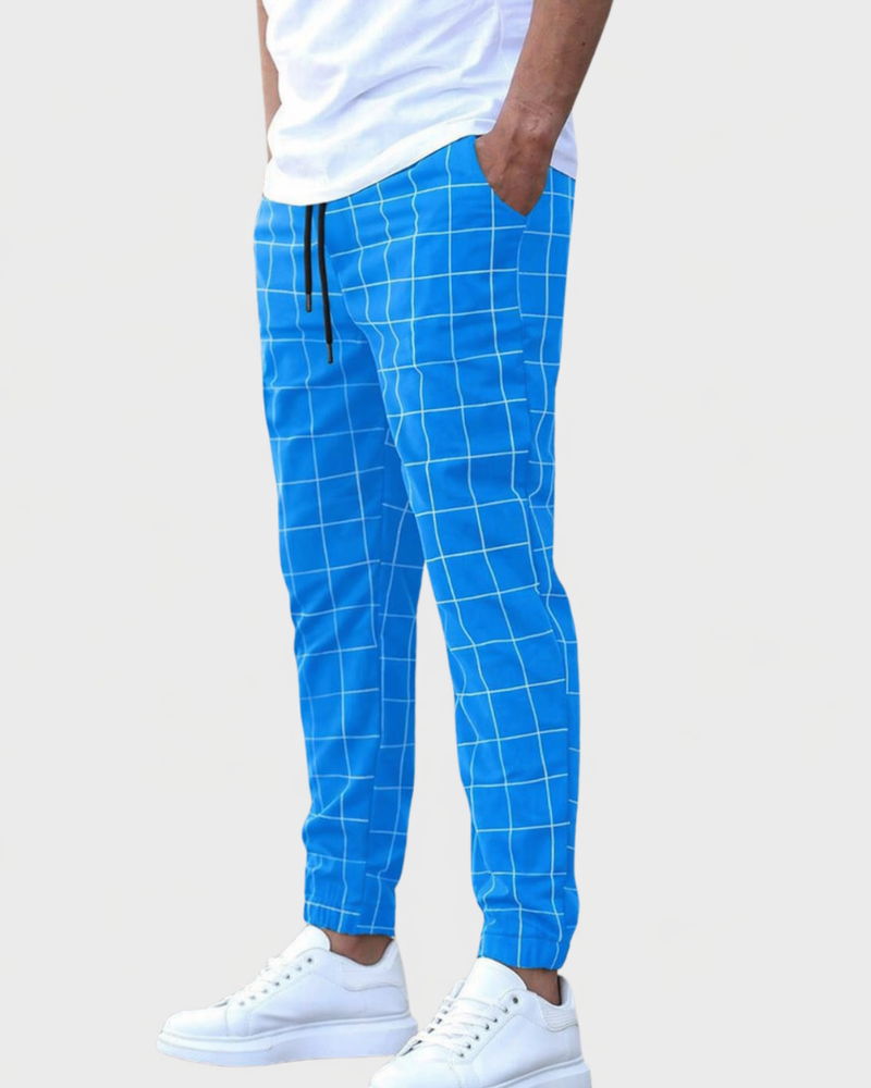 Adrien | Joggers with Grid Pattern and Drawstring Waist