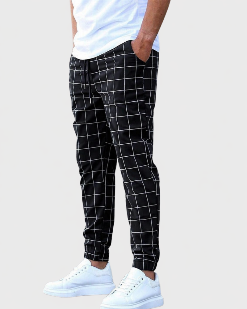 Adrien | Joggers with Grid Pattern and Drawstring Waist