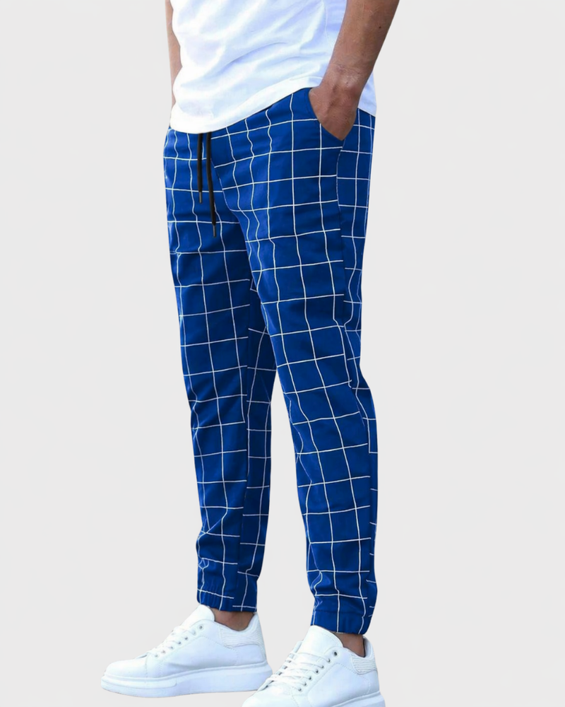 Adrien | Joggers with Grid Pattern and Drawstring Waist