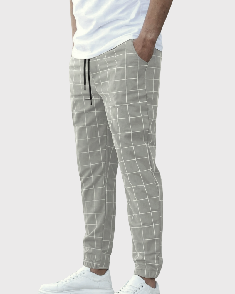 Adrien | Joggers with Grid Pattern and Drawstring Waist
