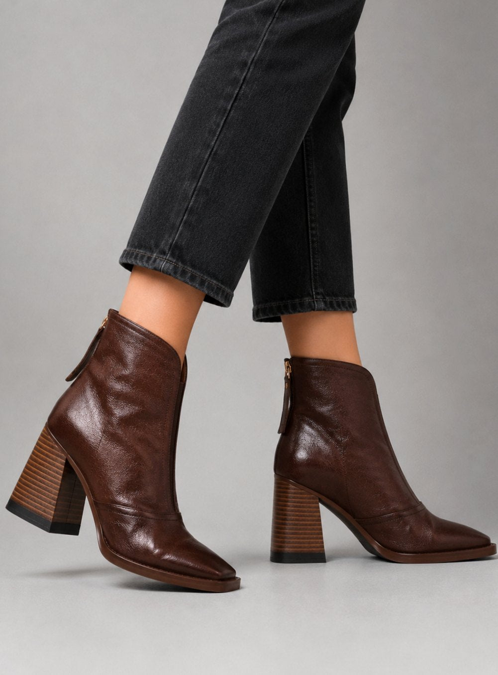 Aria | Women's Block Heel Square-Toe Ankle Boots – Easy Back Zip, Steady & Smart