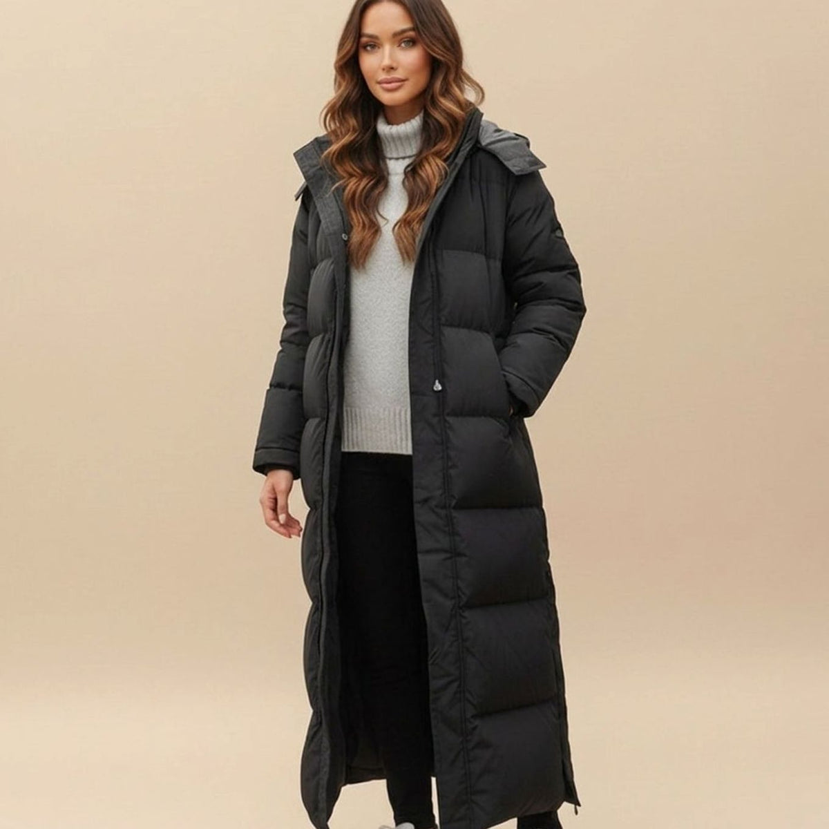 Scarlett | Warm Maxi Hooded Puffer Coat – Water-Resistant, Lightweight, Pockets